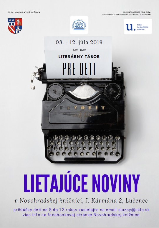 Literárny tábor pre deti, 8. – 12. 7. 2019 v Novohradskej knižnici v Lučenci