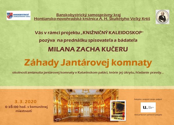 Hontiansko-novohradská knižnica A. H Škultétyho Veľký Krtíš pozýva na prednášku bádateľa Milana Zacha Kučeru dňa 3. marca 2020 o 16,00 hod.