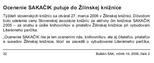 Cena SAKAČIK 2005