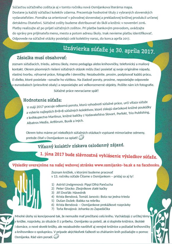 Čítame s osmijankom, 13. ročník súťaže